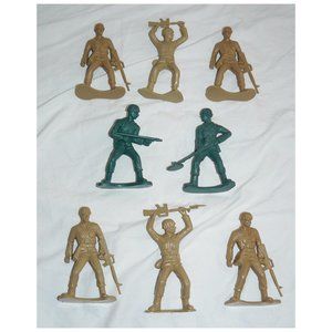 8 Vintage Oversized Toy Army Men Figures, 4-5 inches tall, GUC